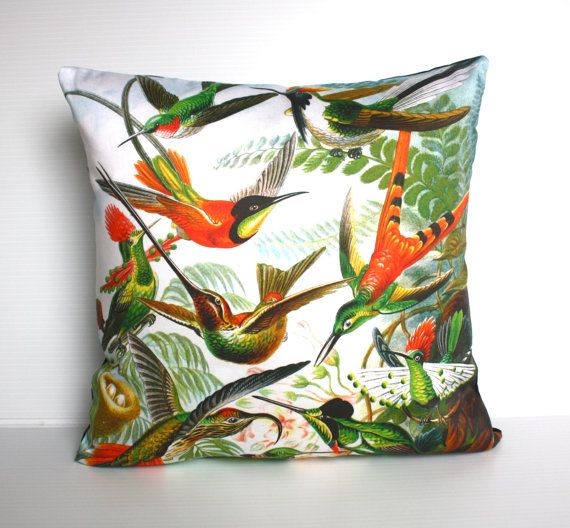 Handmade Shabby Chic Birds Natural LINEN Cotton Cushion Cover.Various sizes