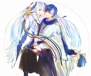 Imagen de anime girl, couple, and hatsune miku Hatsune Miku, Kawaii Girl, Kawaii Anime, Kaito Shion, Miku Chan, Character Design References, Anime Couples, Anime Guys, Chibi