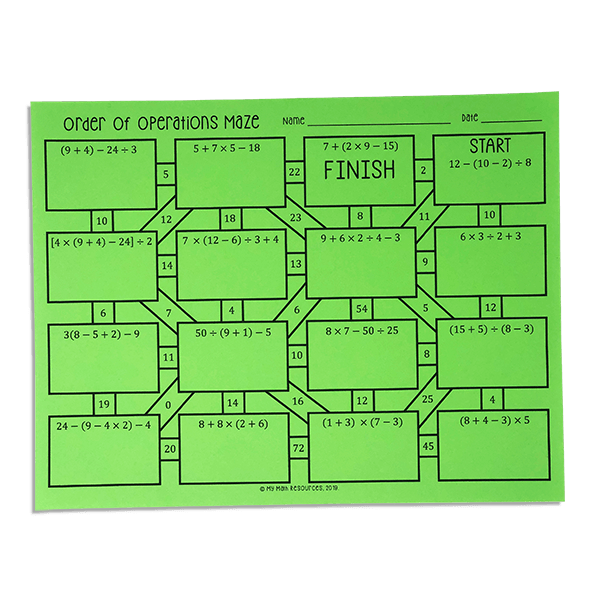 Fun Middle School Math Printables