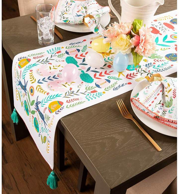 Design Imports Easter Folk Garden Embellished Table Runner Easter Table Decorations Indoor Holiday Decor Easter Table