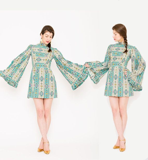 Babydoll 1960s Dress Wide Sleeve 60s Paisley Mini My Babydoll 1960s Dress Wide Sleeve 60s By Recollectvint 140 00