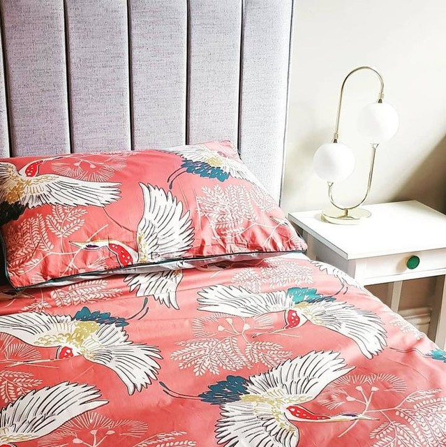 Percale Cranes Duvet Cover | Duvet Eden Flower Cotton Percale Duvet Cover