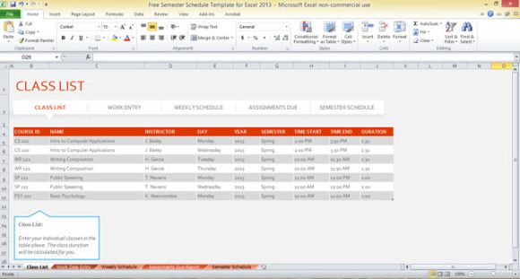 free semester schedule template for excel 2013 template free scheduling tool excel
