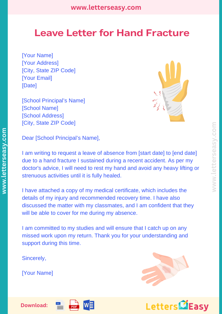 Leave Letter For Hand Fracture Writing Tips 4 Samples Letters Easy Leave Letter For Hand Fracture Writing Tips 4 Samples Letters Easy