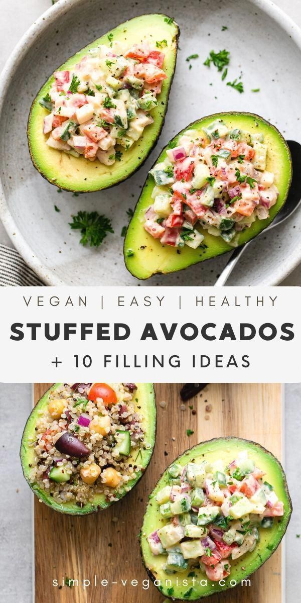 Aug 12, 2020 - Stuffed Avocados - Full of creaminess and healthy fats, avocados are a wonderful addition to your healthy lifestyle and can be eaten often. And these Stuffed Avocados are a great way to add them to your diet! Perfect snack, light lunch, and great for entertaining. Vegan recipe. #veganrecipes #healthyrecipes #avocado #wfpb #FoodForHealth Avocado Recipes Healthy, Healthy Vegan Snacks, Vegetarian Vegan Recipes, Healthy Nutrition, Nutrition Recipes, Raw Food Recipes, Healthy Eating, Healthy Fats, Avacado Meals