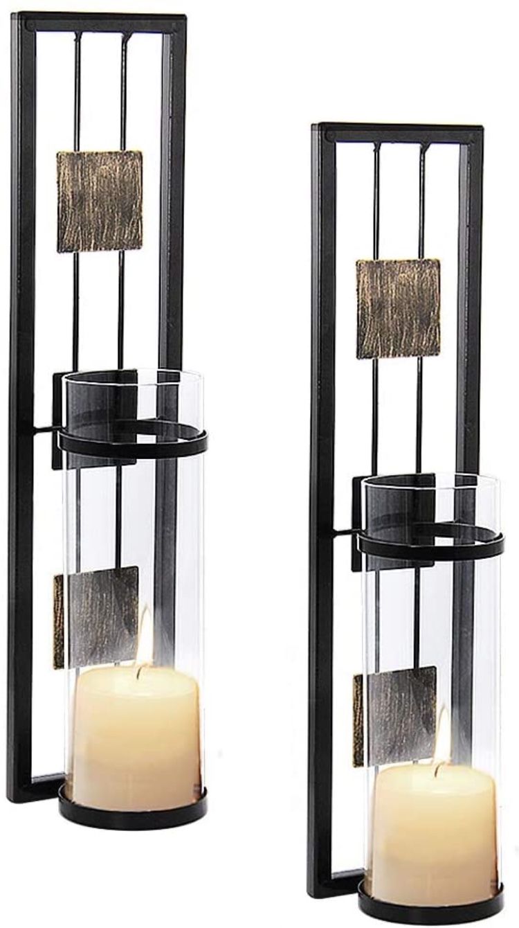 Dining Room Bathroom Set of 2 MISUMISO Wall Sconces Candle Holders Classic Metal Acrylic Wall Decorations for Living Room