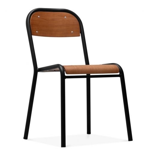 Cult Living Albert School Style Metal Dining Chair Veneer Cult Living Albert School Style Metal Dining Chair Veneer