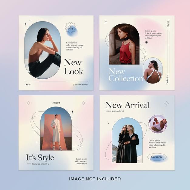 Gradient fashion instagram post set | Premium Psd #Freepik #psd #design #social-media #instagram #quote Graphic Design Lessons, Graphic Design Tutorials, Graphic Design Posters, Graphic Design Inspiration, Layout Do Instagram, Instagram Design, Instagram Posts, Instagram Graphics, Instagram Gradient