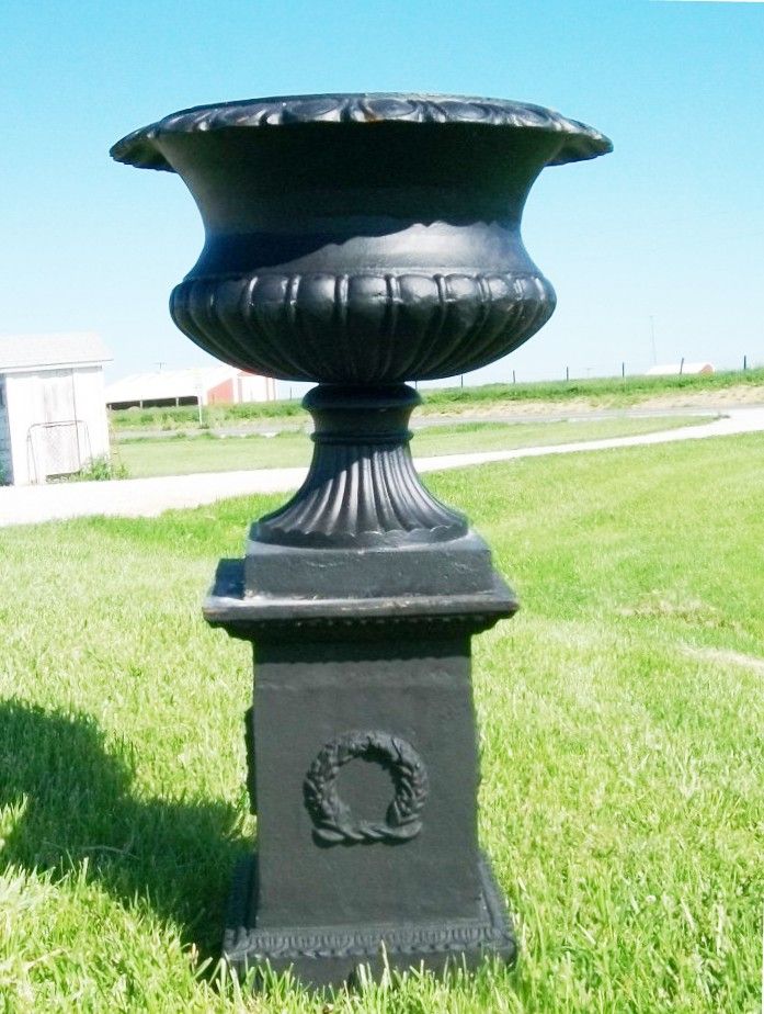 Petite Antique Iron Urns Pair Antique Iron Antique Iron Urns Antique Cast Iron