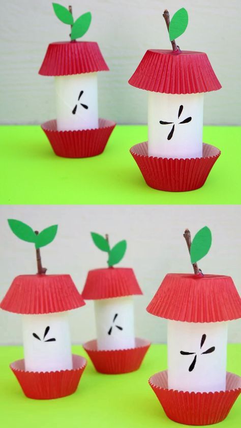 Paper Roll Apple Core Craft For Kids - Fall/ Autumn Craft