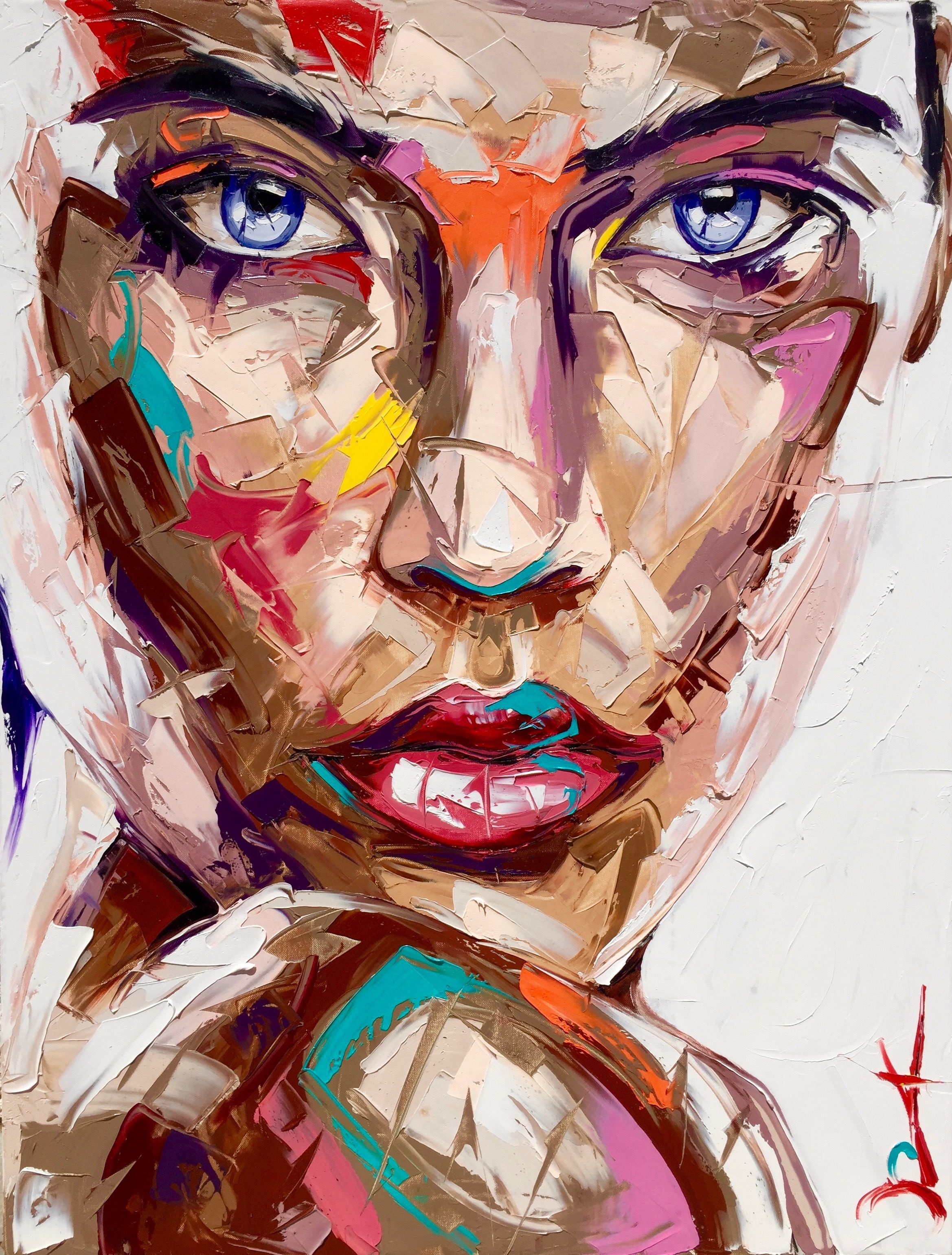 Abstract face art, Portrait art, Abstract art painting
