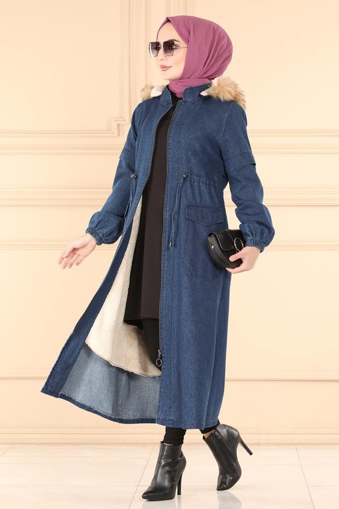 Beli Tünelli Kışlık Kot Kap 4293MKL719 Kot - Moda Selvim Overcoats, Duster Coat, Denim, Jackets, Fashion, Womens Fashion, Down Jackets, Moda, Fashion Styles