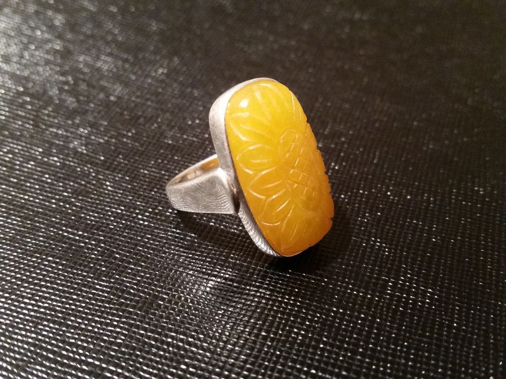 12*6 mm Cognac Ámbar Báltico /& 925 Sterling Silver Ring