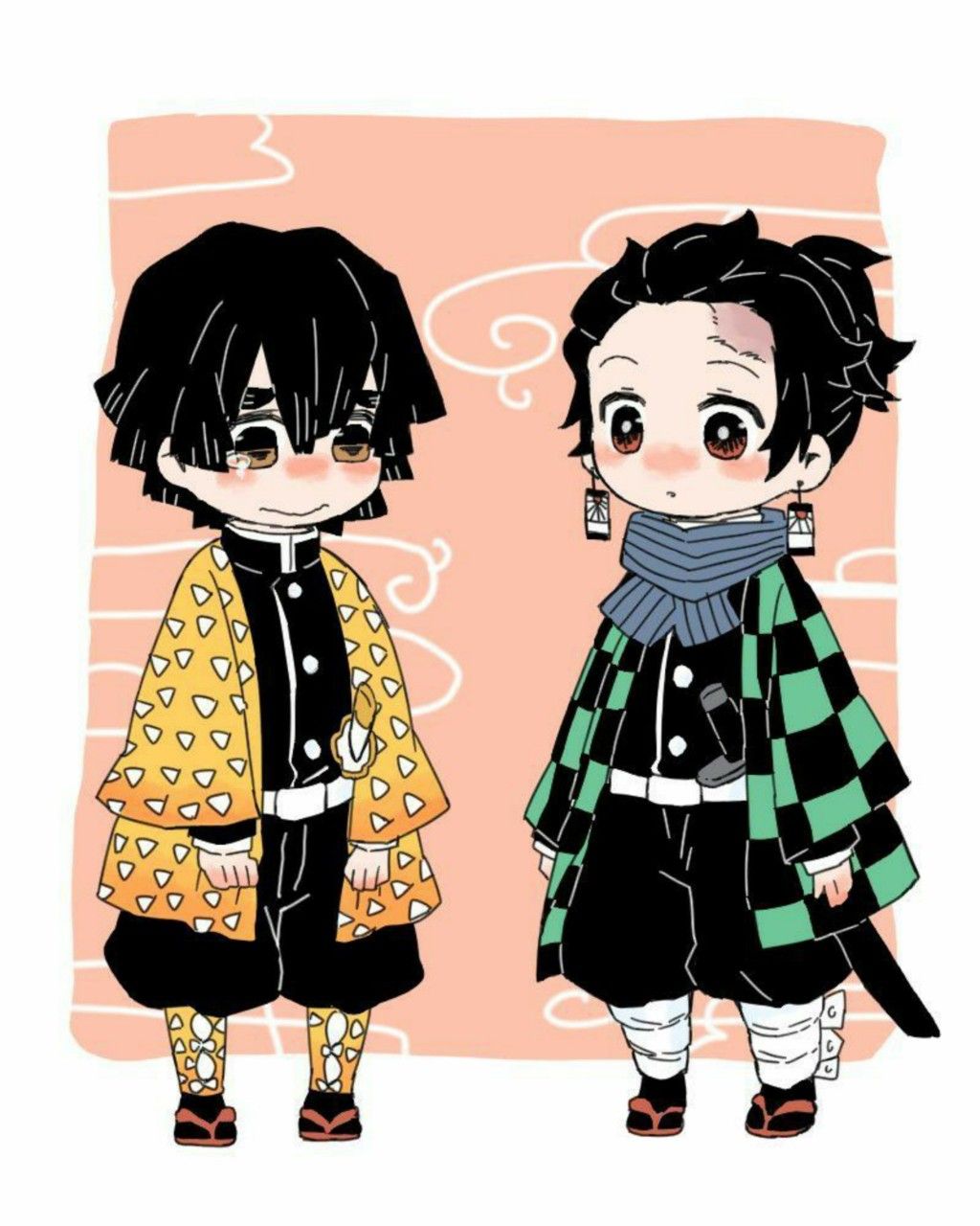 我妻善逸ᵃⁿᵈ竈門炭治郎 かわいいイラスト ちびキャラ かわいい 我妻善逸ᵃⁿᵈ竈門炭治郎 かわいいイラスト ちびキャラ かわいい