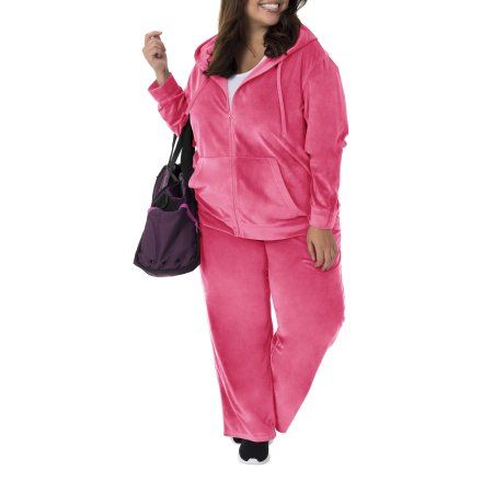 plus size danskin now womens plus velour hoodie and pant tracksuit pink sweat suit plus size