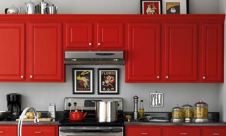 Gray And Red Kitchen Ideas Part - 27: 20 Spectacular Small Kitchen Designs: Extra Punch For Small Kitchen With Ultra-Red Kitchen Cabinets