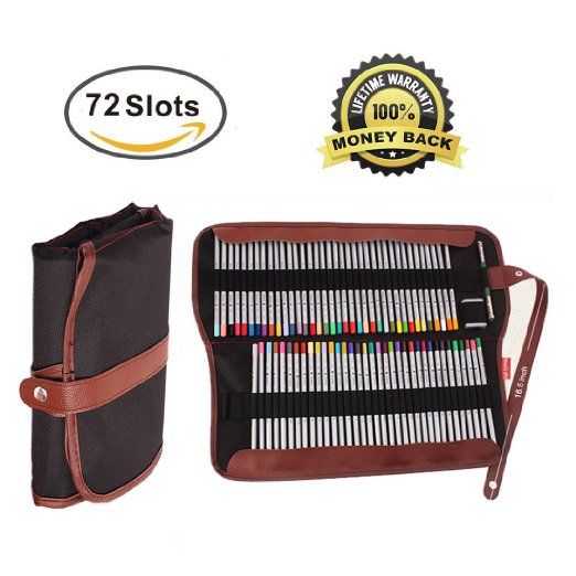 72 Slot Art Pencils Pens Crochet Hooks Cloth Carrying Case Roll Holder Colorful