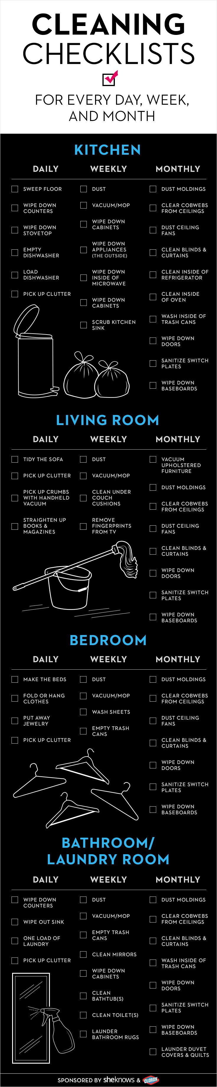 checklist for cleaning house