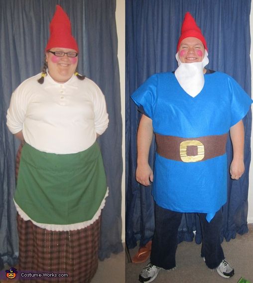 Garden Gnomes - Homemade costumes for couples Garden Gnome Halloween Costume, Halloween Costunes, Gnome Costume, Halloween Costume Contest, Couple Halloween, Haloween, Homemade Costumes, Cool Costumes, Costume Ideas