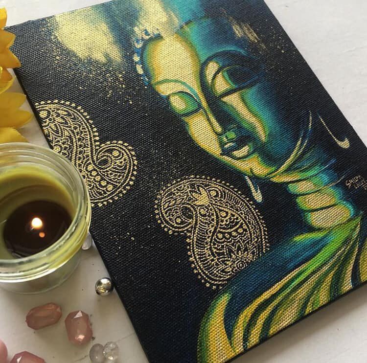 Easy Buddha Acrylic painting tutorial step by step by artyshils art acrylic painting techniques — ARTYSHILS ART Canvas Art Painting Acrylic, Canvas Painting Tutorials, Small Canvas Art, Painting Canvases, Art Painting Gallery, Acrylic Painting Techniques, Amazing Art Painting, Painting Art Projects, Diy Art Painting