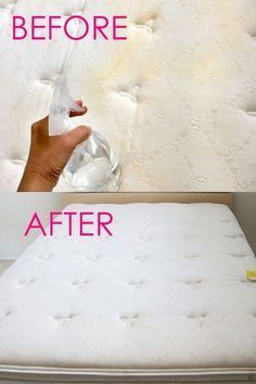 How to clean mattress stains naturally in 10 minutes! Magic DIY green cleaner that completely cleans and refreshes the mattress without bleach! Detailed tutorial with helpful tips on what NOT to do when cleaning a mattress! Also great for cleaning carpet stains, yoga mat, etc. - A Piece Of Rainbow #bedroom #bedroomideas #bedding #cleaning #cleaningtips #natural #wellness #green #greencleaning #diy #organizing #organization #organize #storage #declutter #greenliving Deep Cleaning Tips, Green Cleaning, House Cleaning Tips, Diy Cleaning Products, Spring Cleaning, Cleaning Diy, Natural Cleaning Recipes, Cleaning Fabric, Steam Cleaning