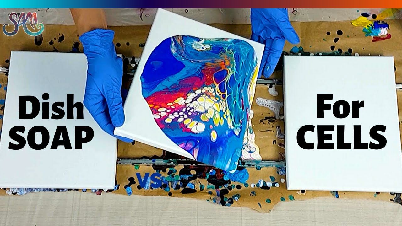 Acrylic Pouring with Dish Soap - 3 MUST SEE 🤓Ways To Create Cells Adding Dish Soap To Acrylic Paint