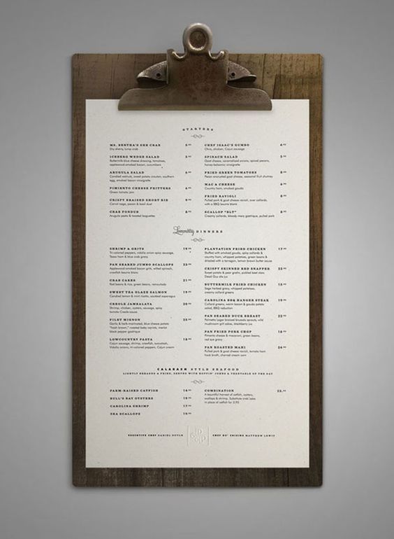 restaurants menu design ideas