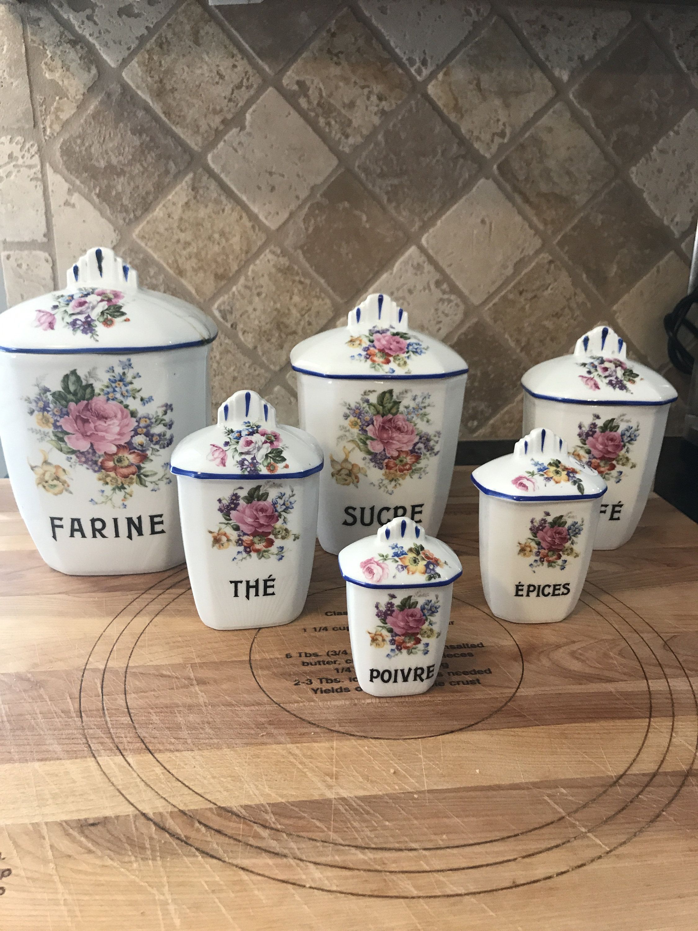 Vintage French Floral Canister Set Of 6 By Katsbode On Vintage French Floral Canister Set Of 6 By Katsbode On