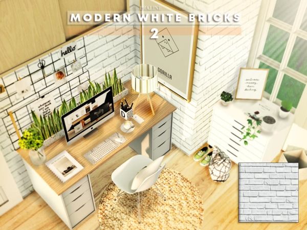 Pralinesims Modern White Bricks 2 Sims 4 Modern House Sims 4 Sims House