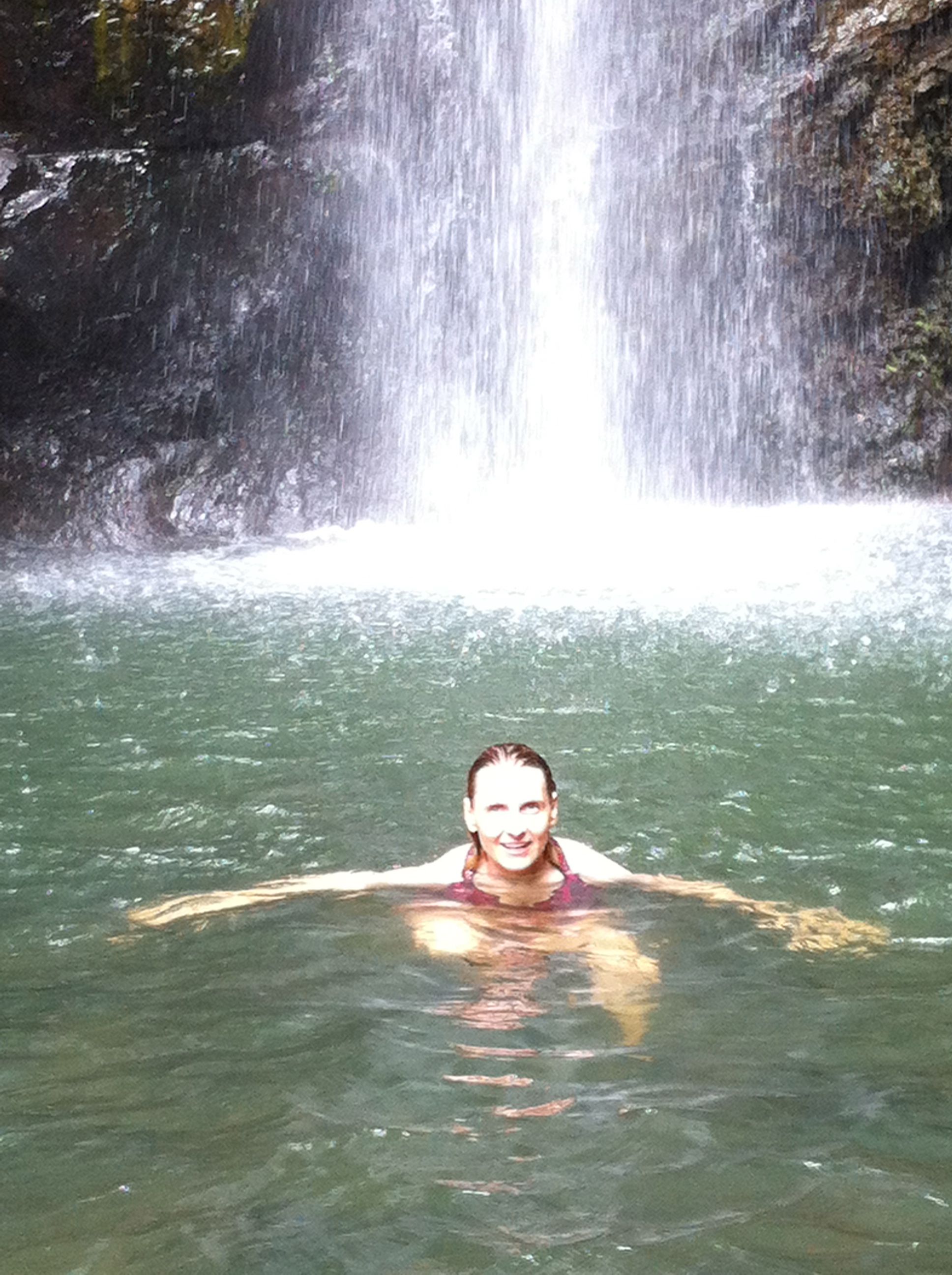 In Tahiti, after a long climb straight up...I'd been searching for the best waterfall setting for a pivotal scene...here it was. Only after I got out of the water did I find out about the giant eels. Tahiti, Getting Out, Book Club, Searching, Waterfall, Novels, Scene, Straight, Best