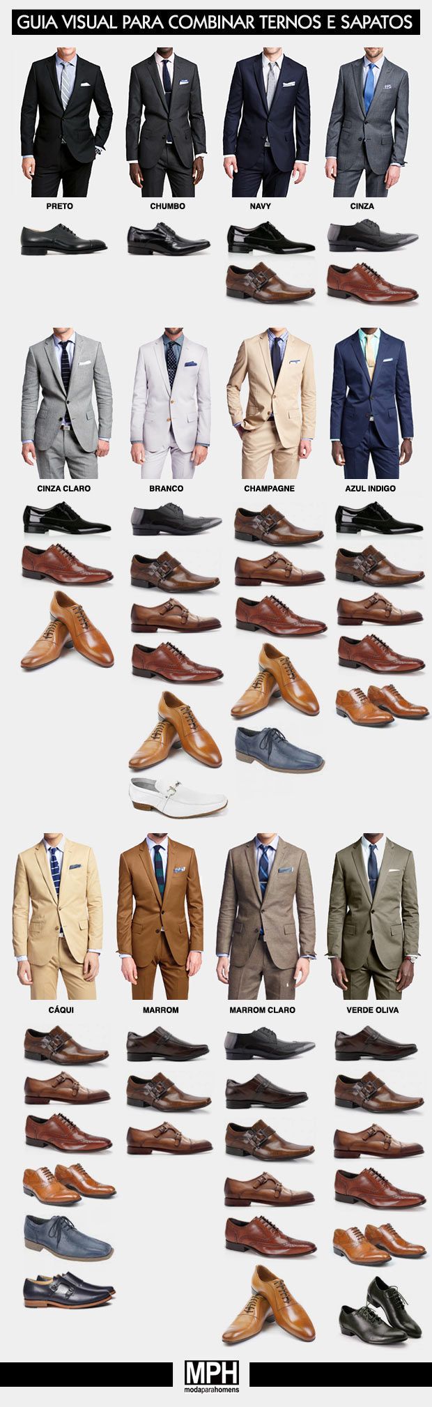 Aprenda a combinar ternos e sapatos diferentes com esse guia visual. Mode Masculine, Style Chart, Mode Costume, Look Man, Herren Outfit, Sharp Dressed Man, Men Style Tips, Mens Suits Style, Men Tips