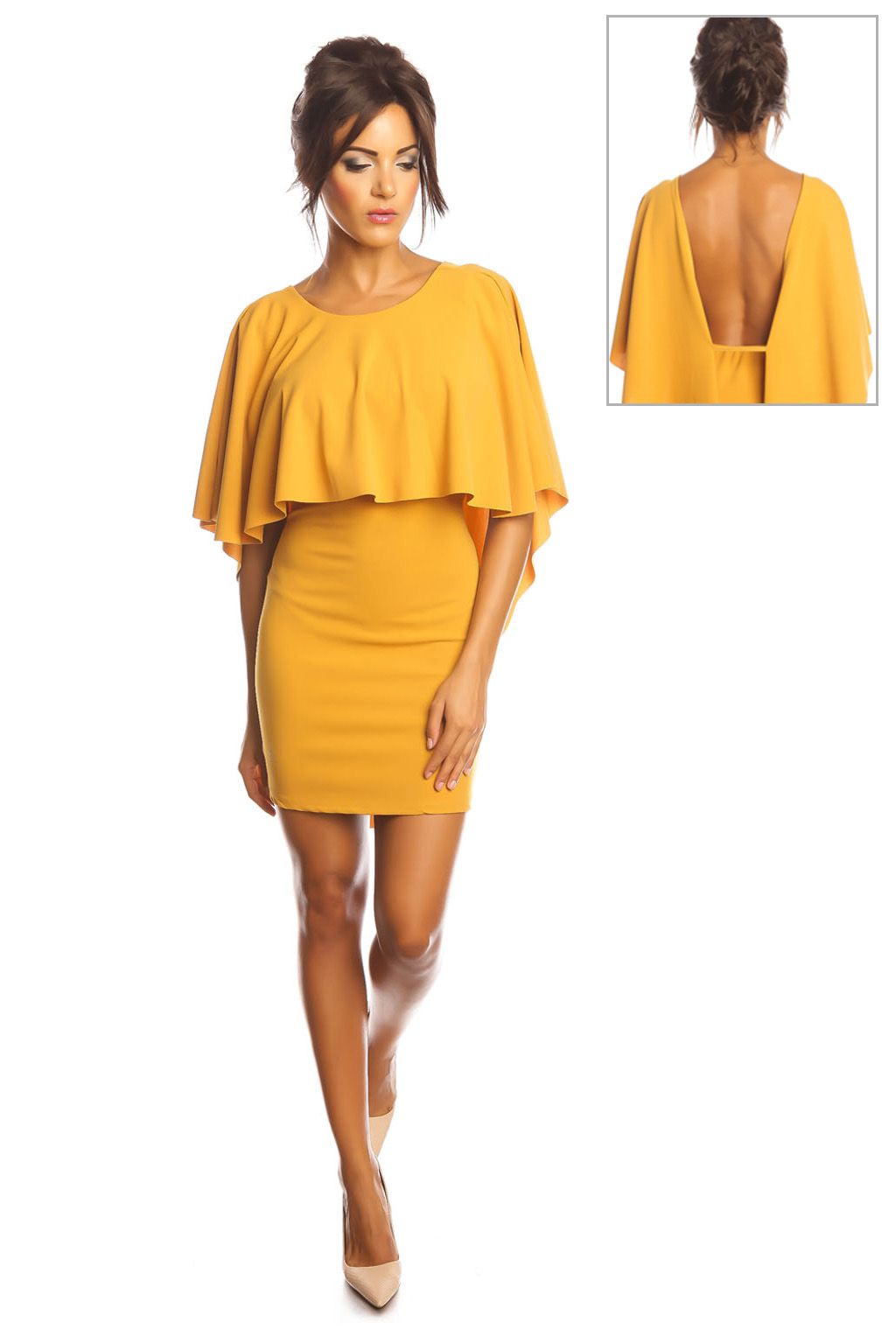 Vente FIVE / 25180 / Robes et combinaisons / Robes à manches courtes et longues / Robe cape Moutarde