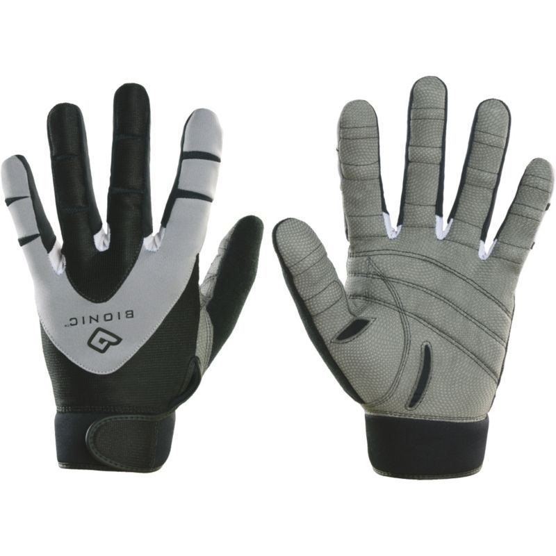 Gray//Orange PAIR BIONIC Gloves Mens Premium Full Finger Fitness Gloves w//Natural Fit Technology !