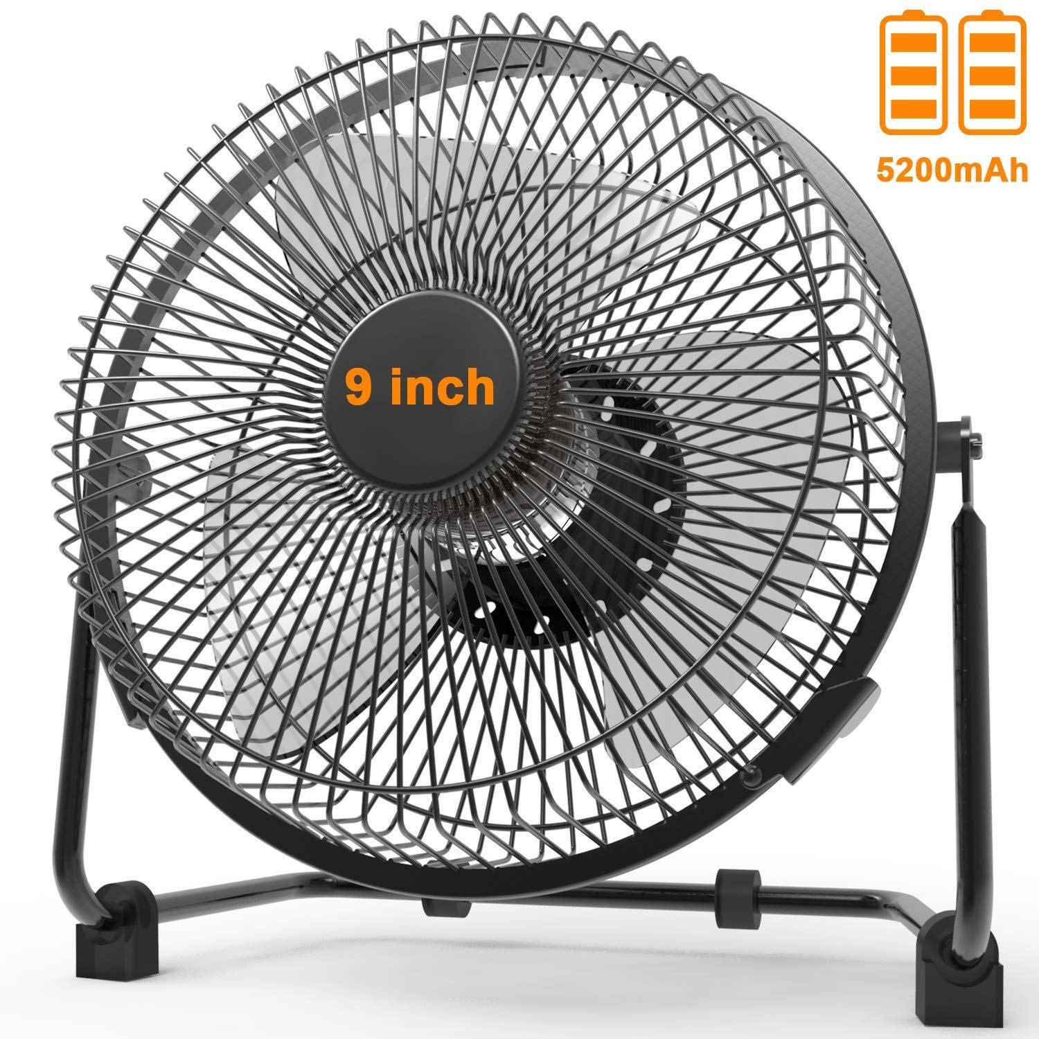 Battery Powered Fan with Metal Frame, 9 BATTERY OPERATED FAN 5 Blade Camping