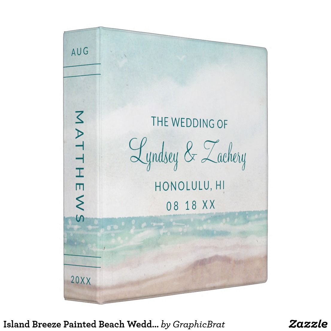 island breeze painted beach wedding photo album 3 ring beach wedding photo albums