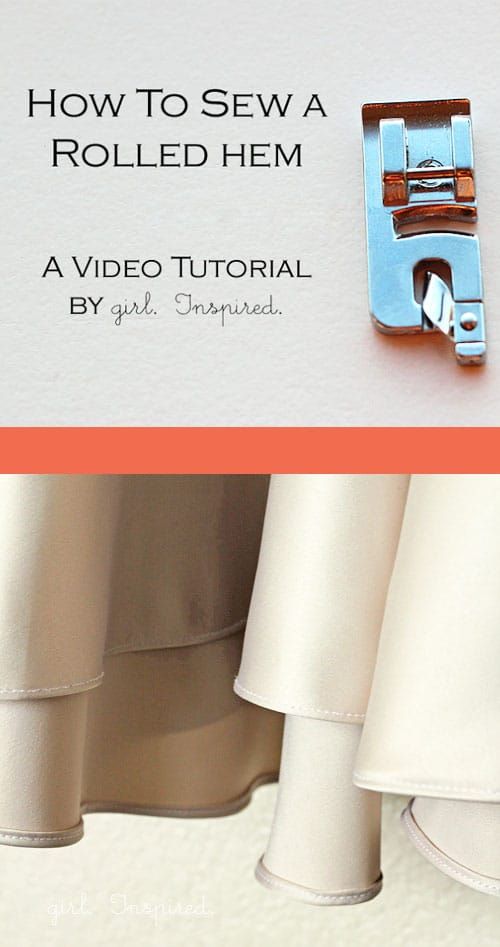 Watch this video to learn how to do a beautiful rolled hem using the rolled hem presser foot on your sewing machine - great with slippery and sheer fabrics like satin, linings, and silk. Sewing Lessons, Sewing Skills, Sewing Basics, Beginner Sewing Projects Easy, Sewing Tutorials, Easy Sewing, Diy Projects, Sheer Fabrics, Satin Fabric