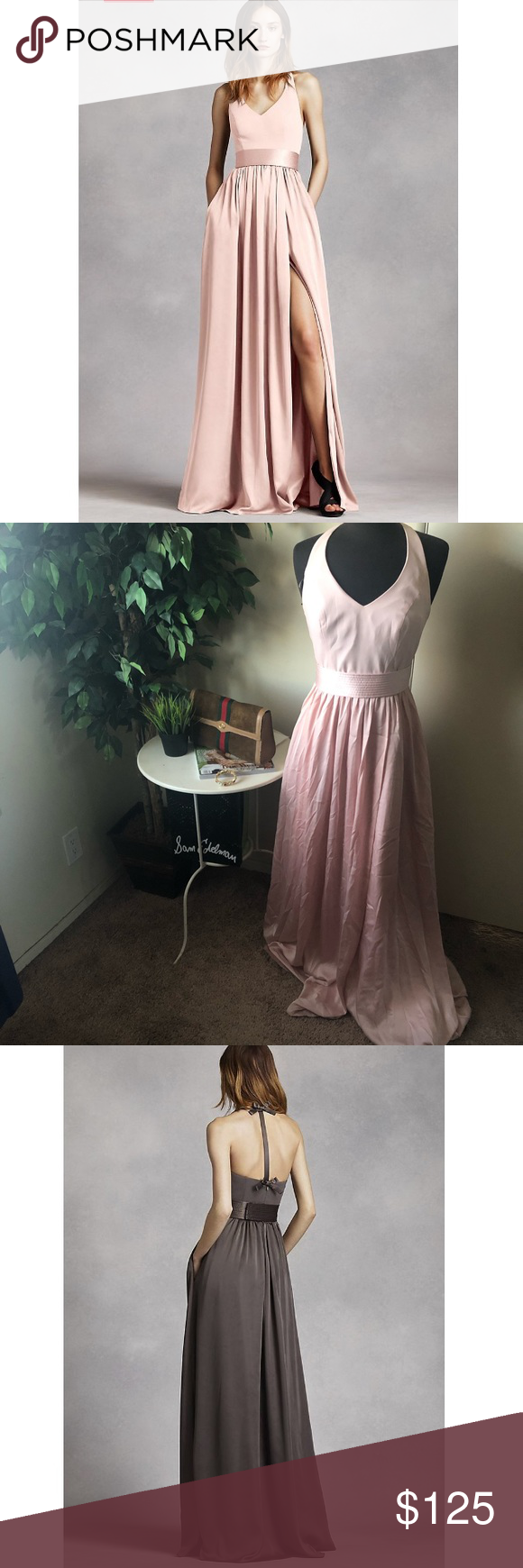 v neck halter gown with sash