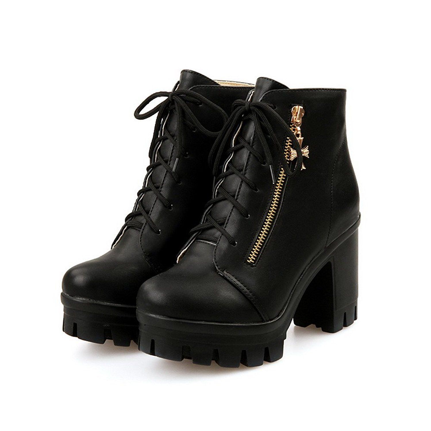 VogueZone009 Womens Solid PU Boots with Platform VogueZone009 Womens Solid PU Boots with Platform