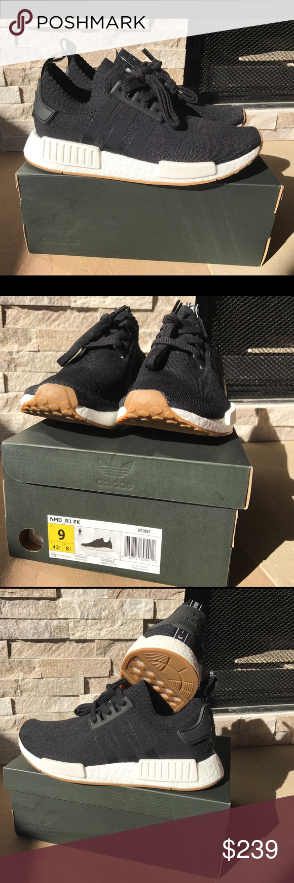 Adidas NMD R1 PK primeknit Gum Pack negro DS NWT mi Posh Picks Adidas NMD R1 PK primeknit Gum Pack negro DS NWT mi Posh Picks