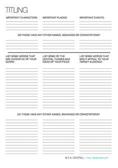 Book Title Worksheet