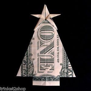 origami christmas tree with star new year money art gift xmas real 1 dollar bill origami christmas tree