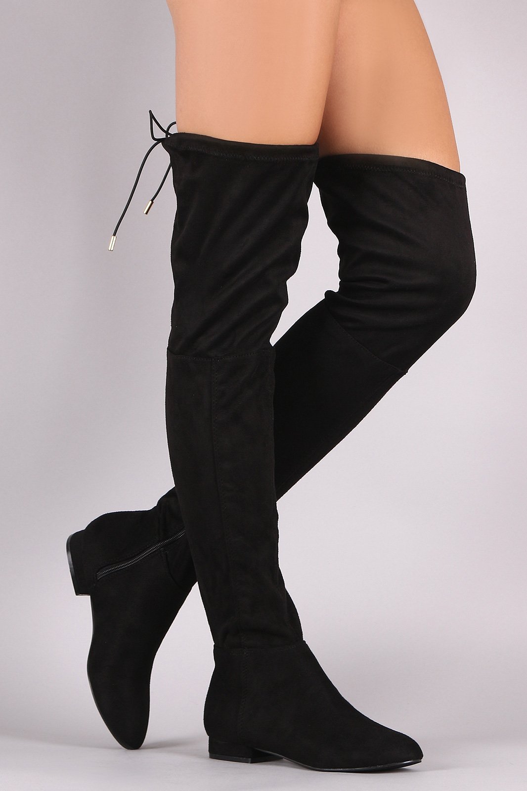 knee high boots with ties