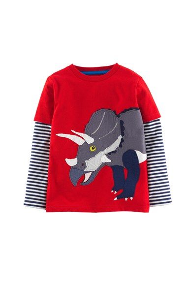 NEW Mini Boden kid boys top tee shirt applique logo adventure animal long sleeve