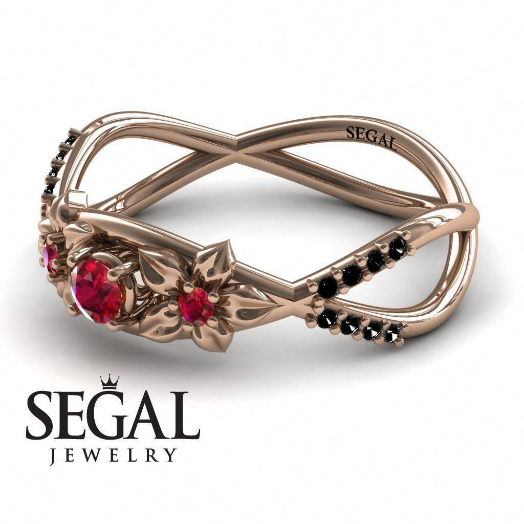 Vintage Engagement Ring 14k Rose Gold Leaf Ring Alternative Engagement