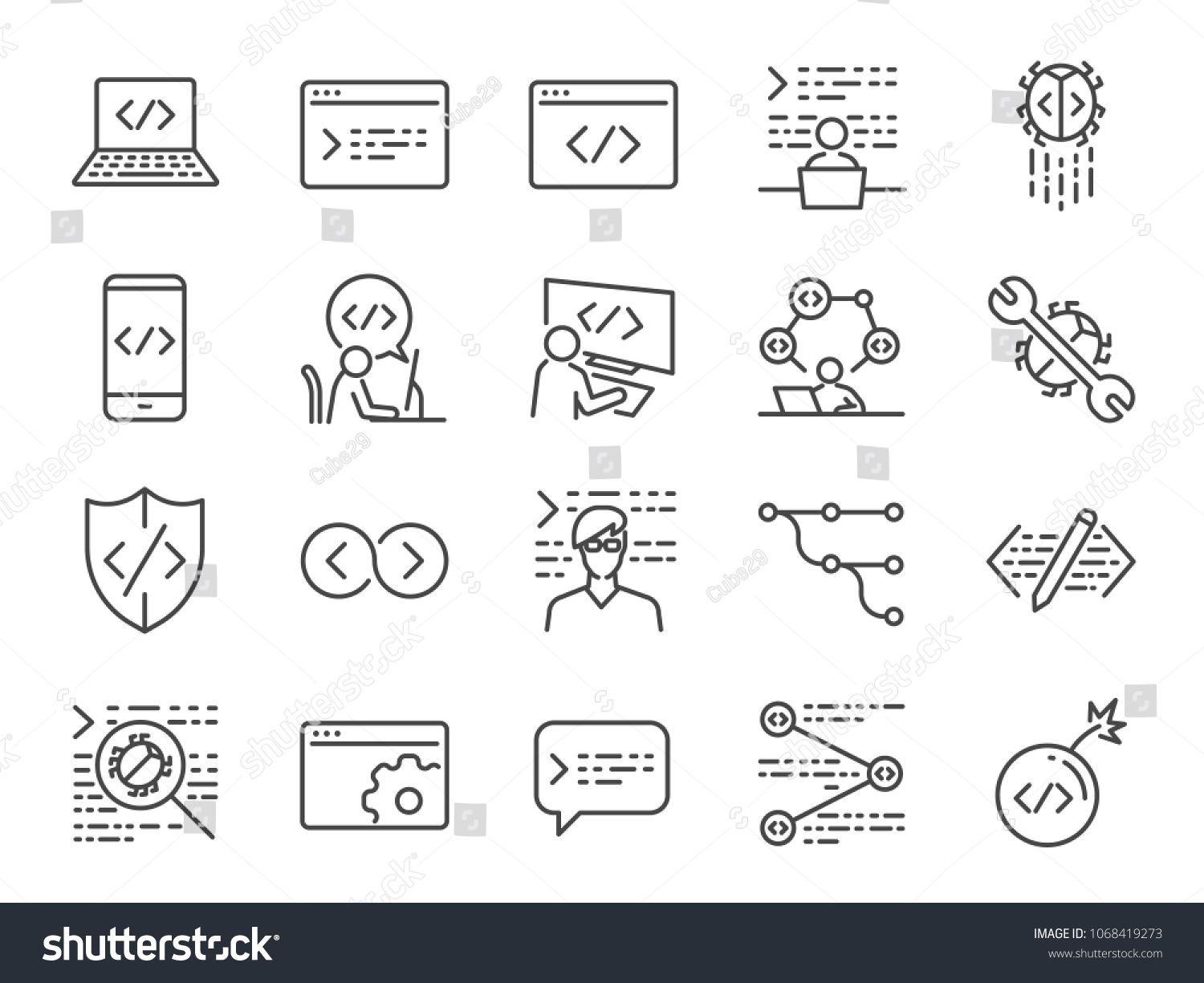 Developer Icon Set Included Icons Code Stock Vector (Royalty Free) 1068419273 | Shutterstock