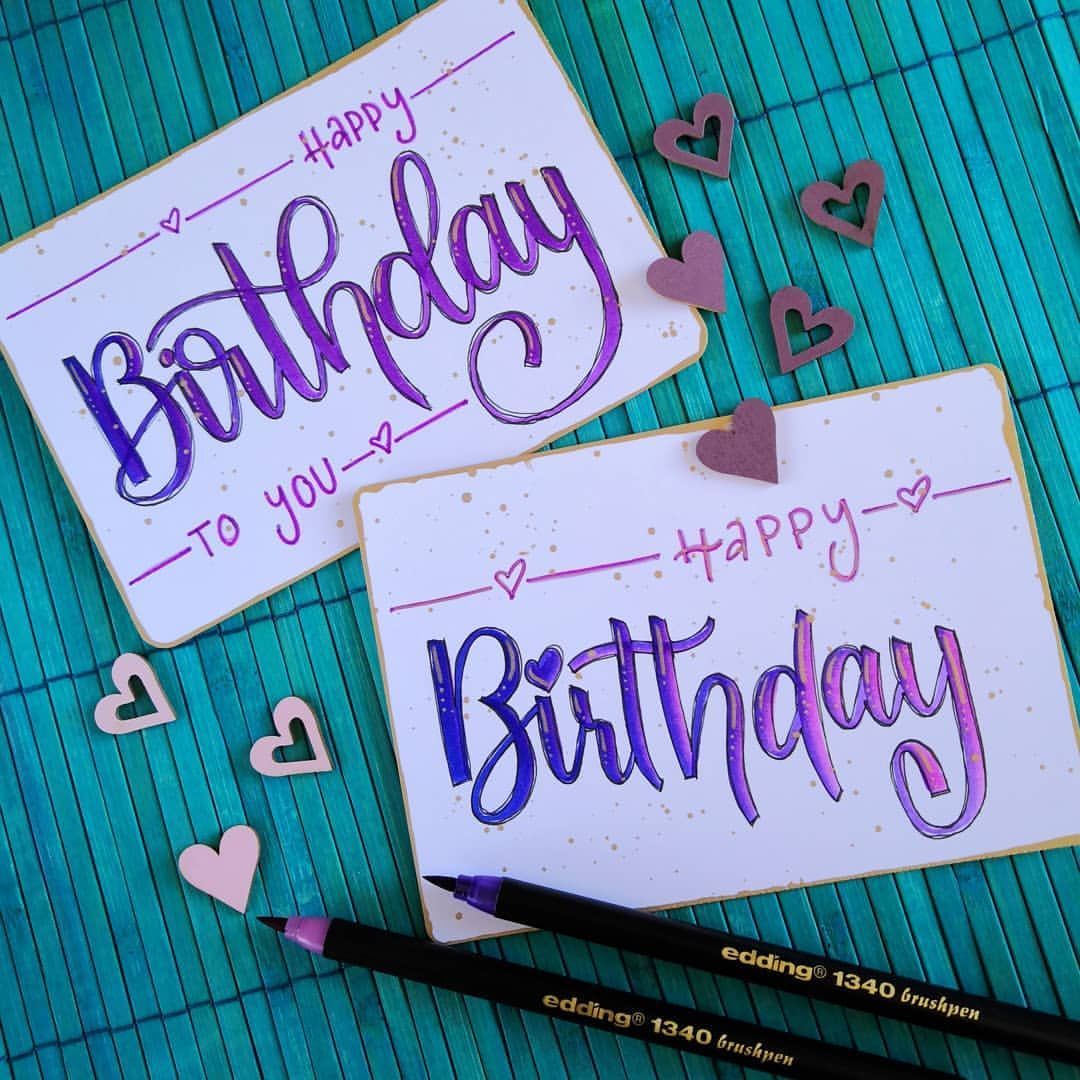 Debby | Lettering & DIY | ??’s Instagram profile post: “Geburtstagskarten kann man immer brauchen – und mit einem Blending sowie einem Goldrand und Goldakzenten sieht die Karte sogar richtig edel…”