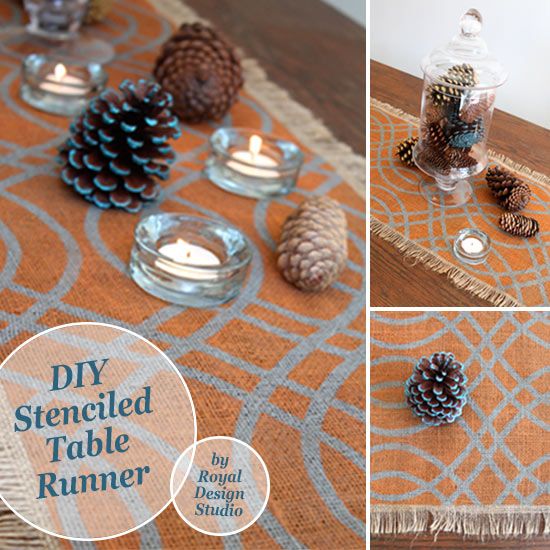 Stencil How To Burlap Table Runner Project For The Holidays Stencil A Fall Table Runner Project With Chalk Paint And The Teardrop Trellis Wall