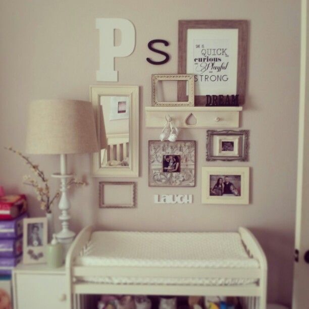 Incorporate Shelf Into Wall Collage So Cute For A Baby Room Incorporate Shelf Into Wall Collage So Cute For A Baby Room