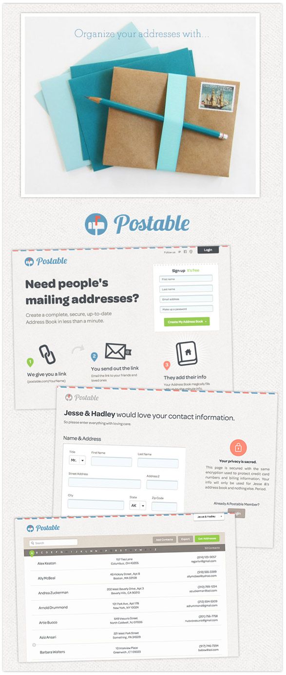 postable address organizer can