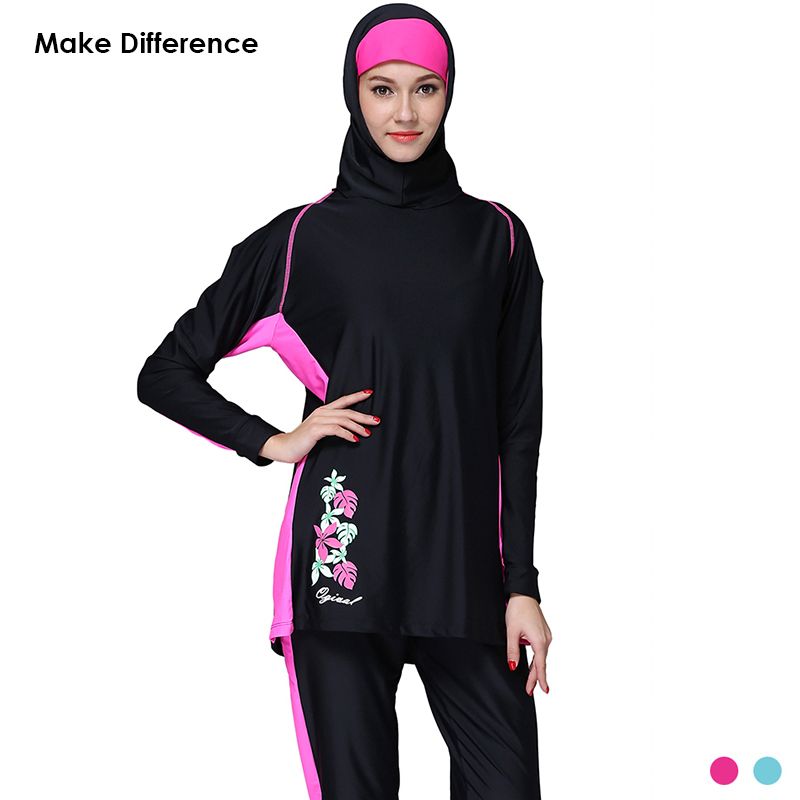 Meijunter Muslim Swimwear Girls Islamic Arabic Burkini Swimsuit Attached Hijab